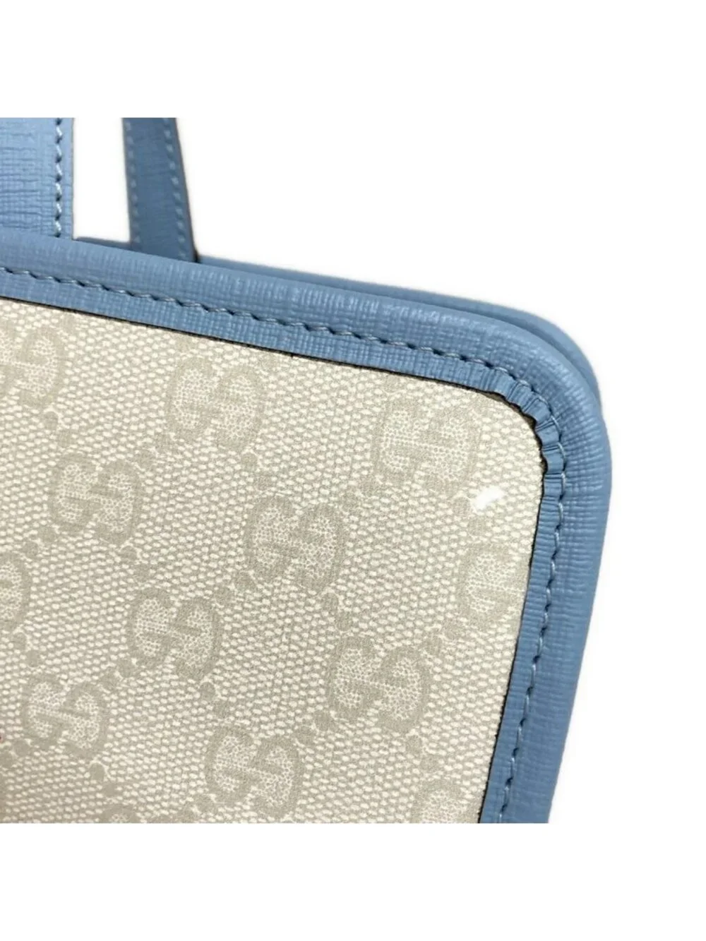 Gucci Tote Children's GG Print Ivory Light Blue Multi Peter Rabbit Leather